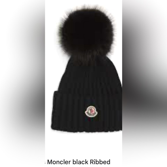 Moncler Black Beanie FUR Pom Hat unisex - Picture 1 of 2